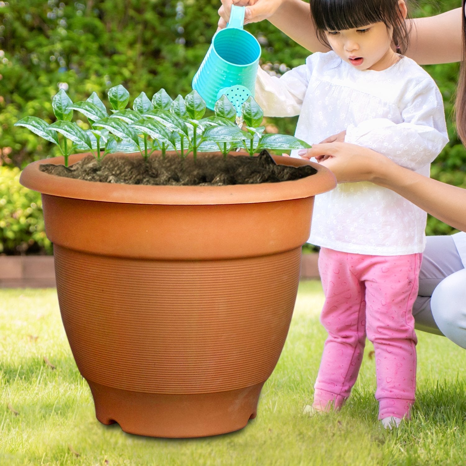 1720 Garden Heavy Plastic Planter Pot Gamla 17x14 inch Color May Vary (1Pc) DeoDap