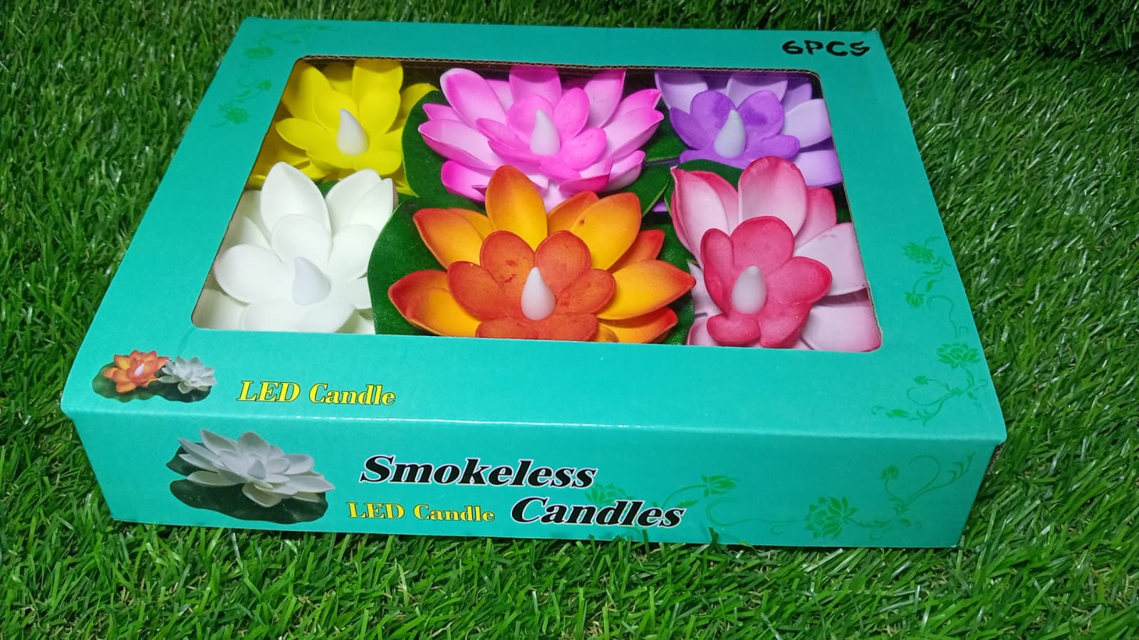 6556 Water Floating Smokeless Candles & Lotus Flowers Sensor Led TeaLight for Outdoor and Indoor Decoration - Pack of 6 Candle Candle (Pack of 6) DeoDap