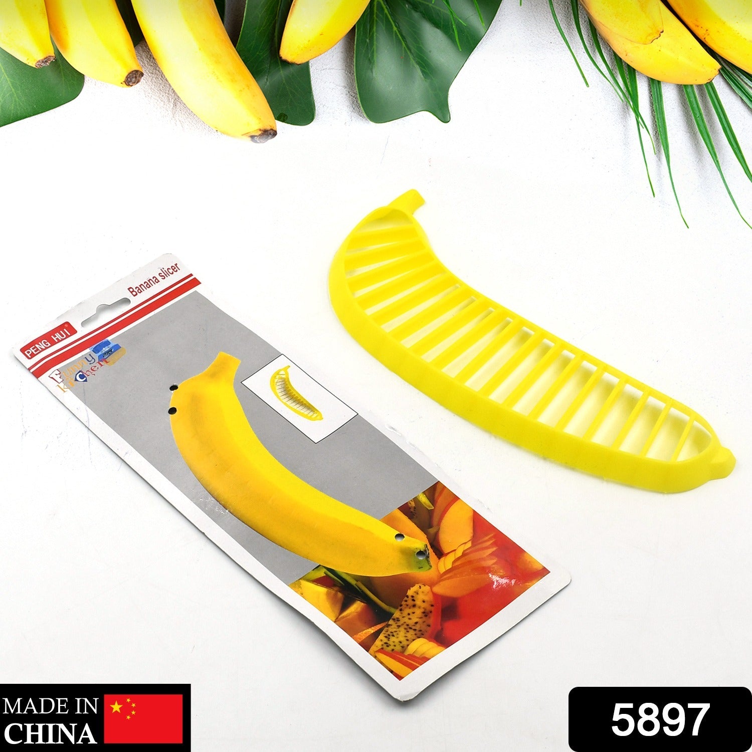 5897 Banana Slicer- Perfect for Fruit Salads Handle Plastic Banana Fruit Slicer Cutter Chopper